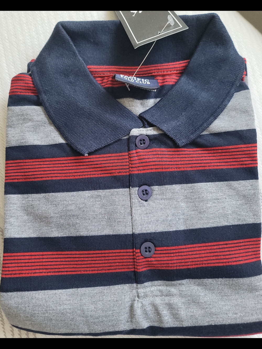 Polo by Ralph Lauren Navy, Gray & Red Striped Polo Shirt
